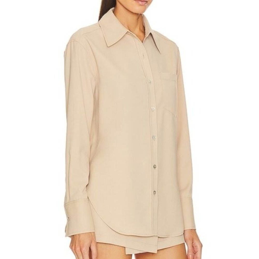 L'Academie Lenae Shirt Taupe Size Small